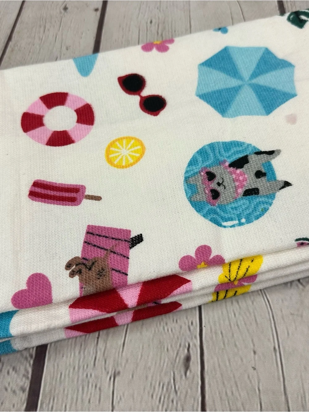 NWT sunny spoon co. 2pk kitchen towels summer beach coastal colorful